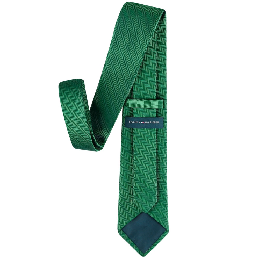 Tommy Hilfiger Men Marcus Solid Tie Hunter Green One Size - Picture 4 of 4